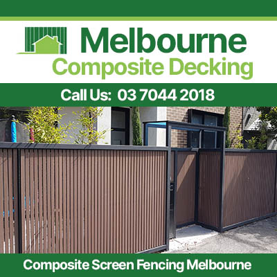 Dark brown composite screen fencing and gate in Melbourne